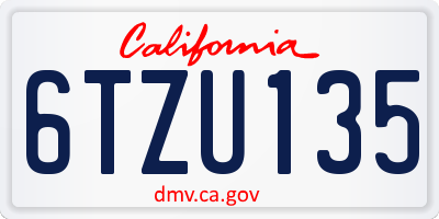CA license plate 6TZU135
