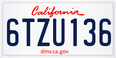 CA license plate 6TZU136