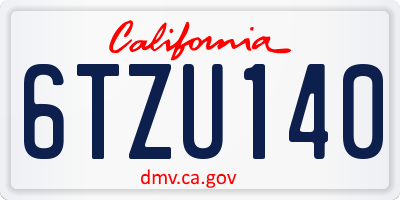 CA license plate 6TZU140