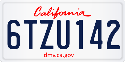 CA license plate 6TZU142