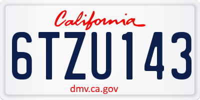 CA license plate 6TZU143