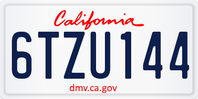 CA license plate 6TZU144