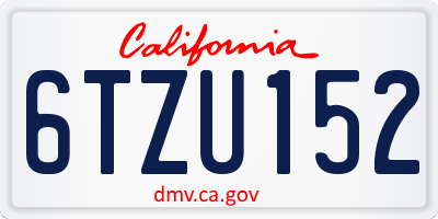 CA license plate 6TZU152