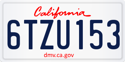 CA license plate 6TZU153