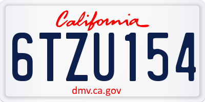 CA license plate 6TZU154