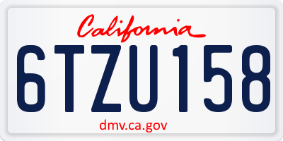 CA license plate 6TZU158