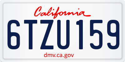 CA license plate 6TZU159