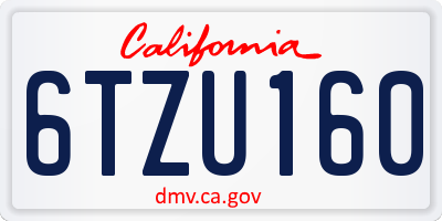 CA license plate 6TZU160