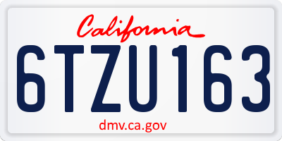 CA license plate 6TZU163