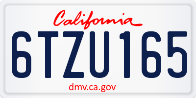 CA license plate 6TZU165