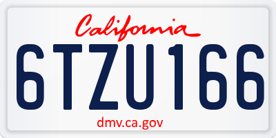 CA license plate 6TZU166