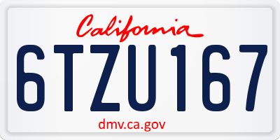 CA license plate 6TZU167