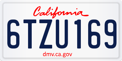 CA license plate 6TZU169