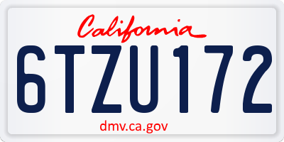 CA license plate 6TZU172