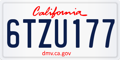 CA license plate 6TZU177