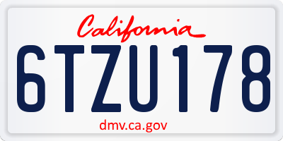 CA license plate 6TZU178