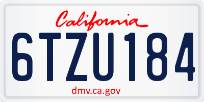 CA license plate 6TZU184