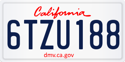CA license plate 6TZU188