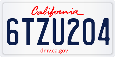 CA license plate 6TZU204