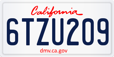 CA license plate 6TZU209