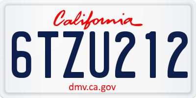CA license plate 6TZU212