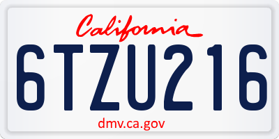 CA license plate 6TZU216