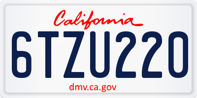 CA license plate 6TZU220