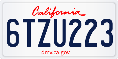 CA license plate 6TZU223