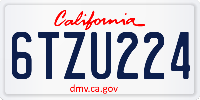 CA license plate 6TZU224