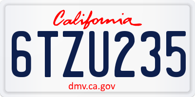 CA license plate 6TZU235