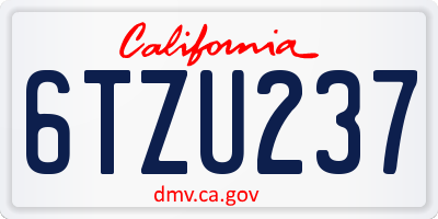 CA license plate 6TZU237