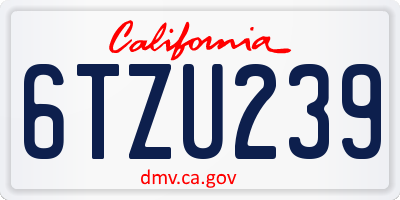 CA license plate 6TZU239