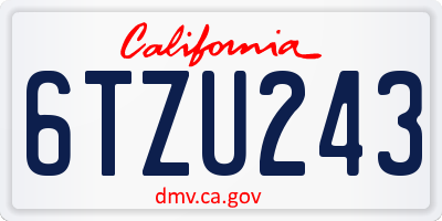 CA license plate 6TZU243