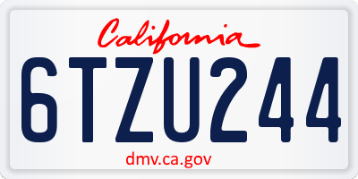 CA license plate 6TZU244