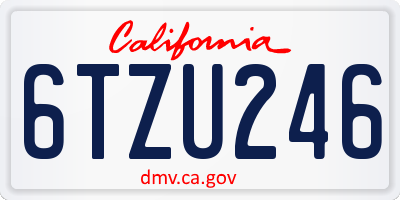 CA license plate 6TZU246