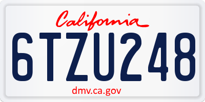 CA license plate 6TZU248