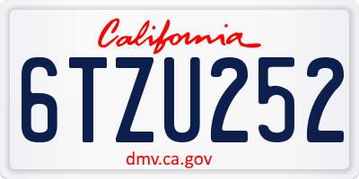 CA license plate 6TZU252