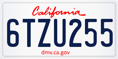 CA license plate 6TZU255
