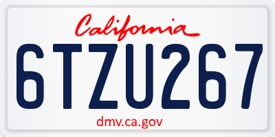 CA license plate 6TZU267