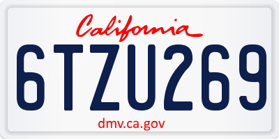 CA license plate 6TZU269