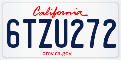 CA license plate 6TZU272