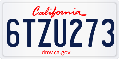 CA license plate 6TZU273