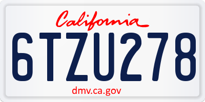 CA license plate 6TZU278