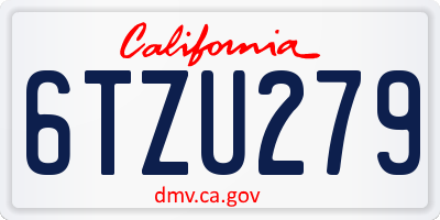 CA license plate 6TZU279