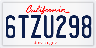 CA license plate 6TZU298