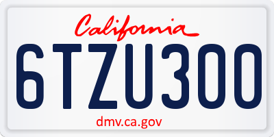 CA license plate 6TZU300