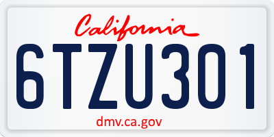 CA license plate 6TZU301