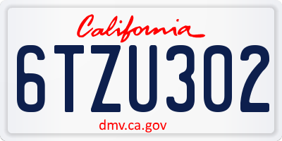 CA license plate 6TZU302