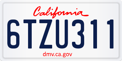 CA license plate 6TZU311