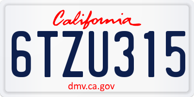 CA license plate 6TZU315